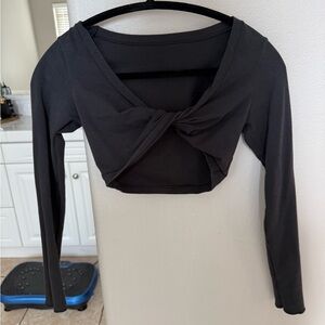 SKIMS Black Twist-Front Crop Top